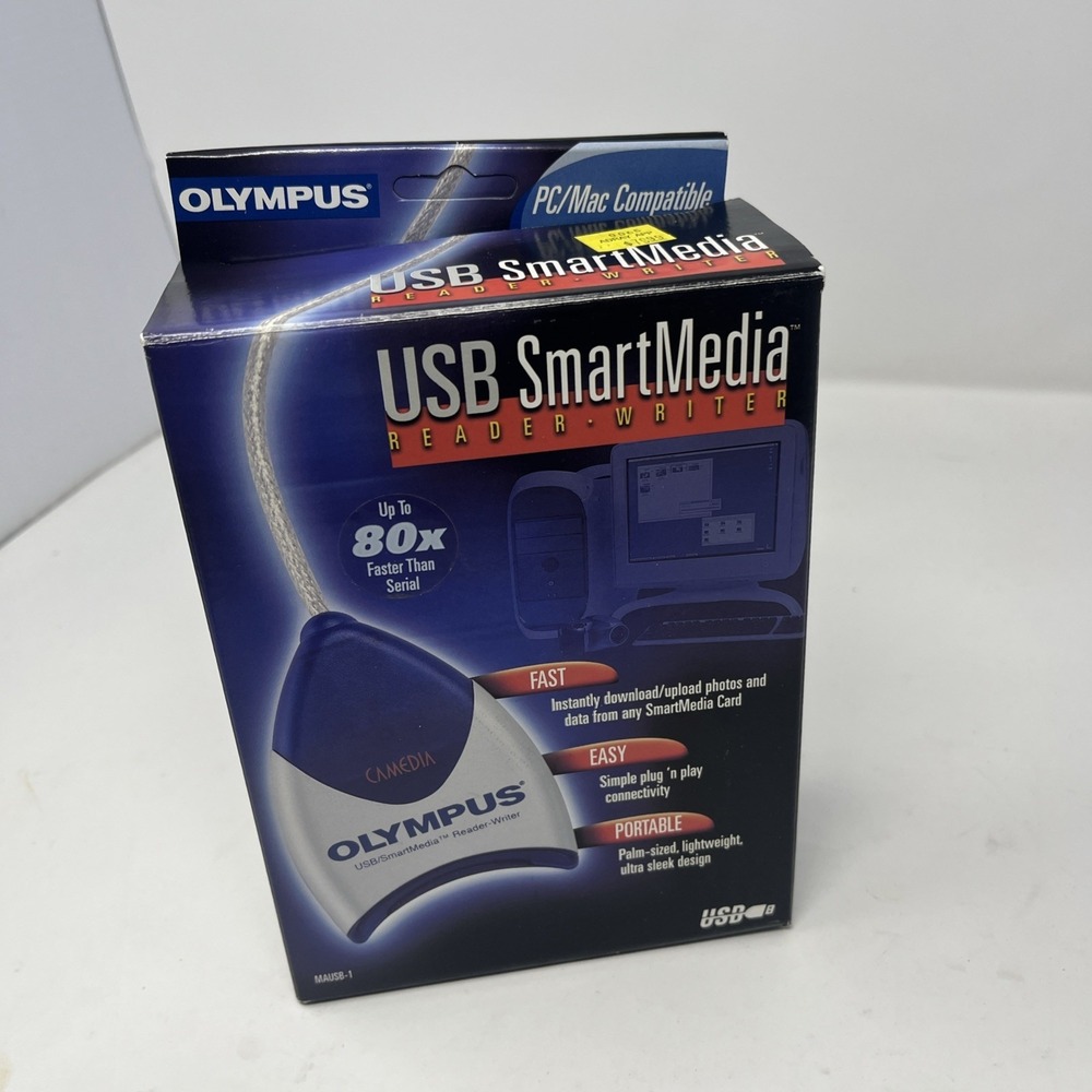Olympus USB SmartMedia Reader Writer MAUSB-1  with manual and driver CD WORKS